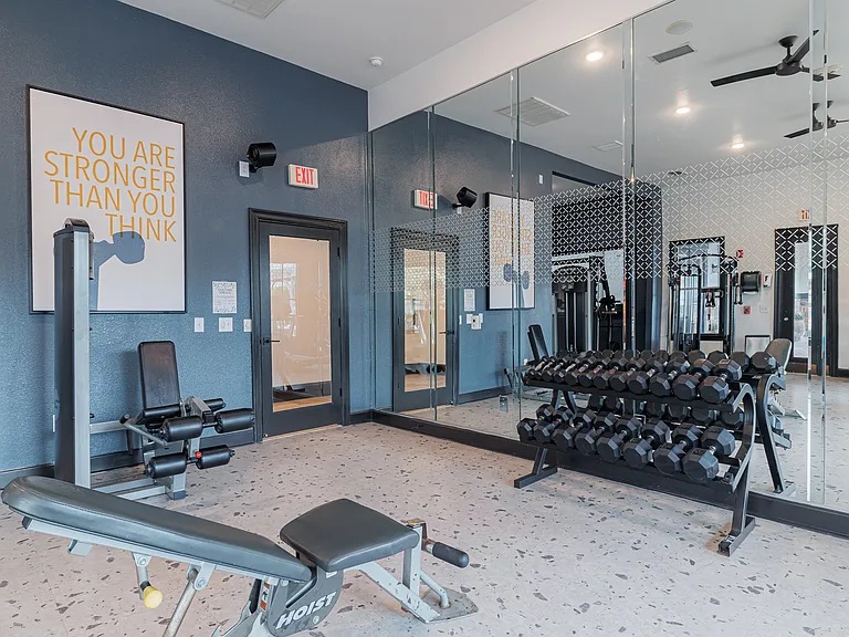 Our fitness center is equipped with treadmills, an elliptical, free weights, bench, resistance machine, and yoga balls