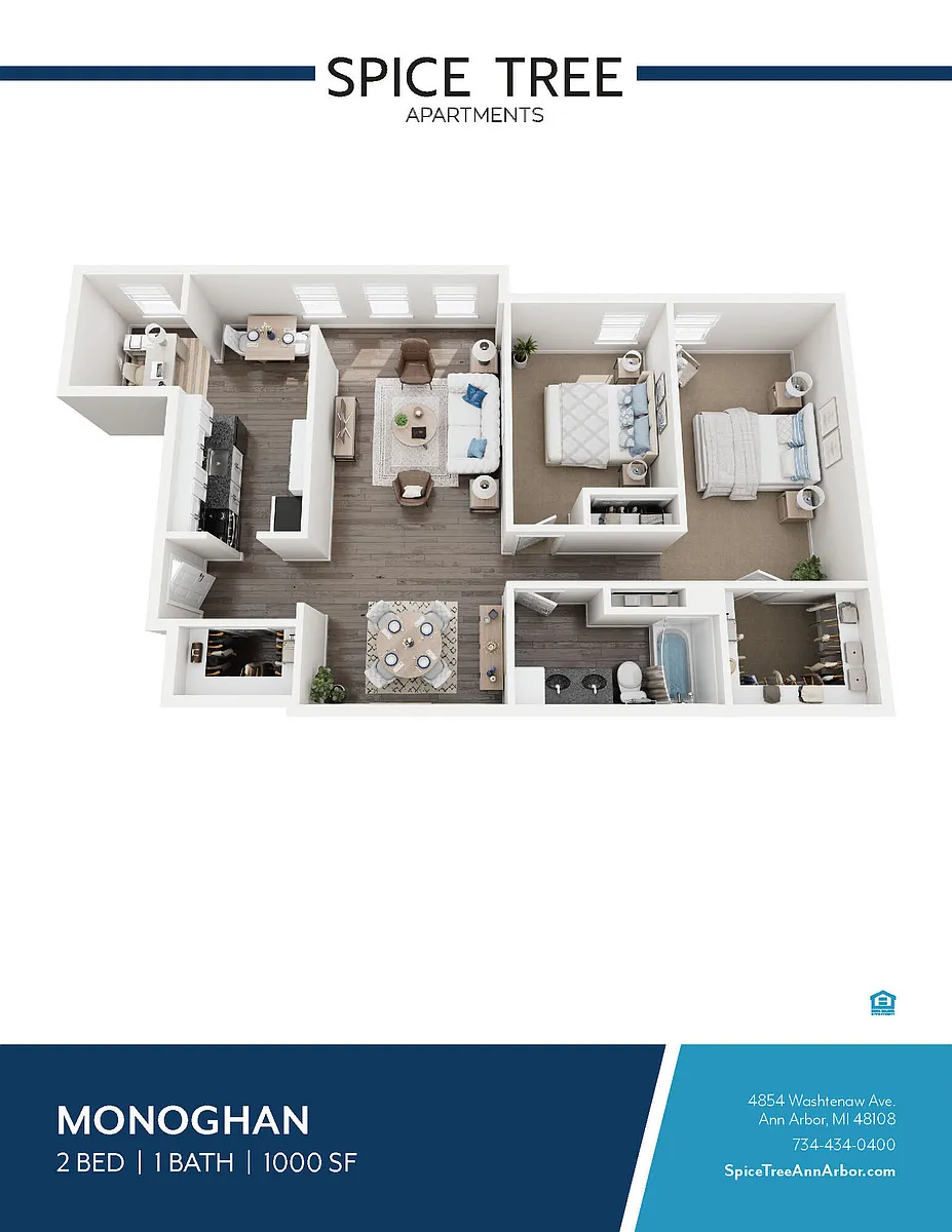 Floor plan 2x1 - 2 bdrm large + den