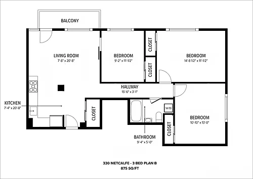 Floor plan 330 Metcalfe - 3 Bed Plan B