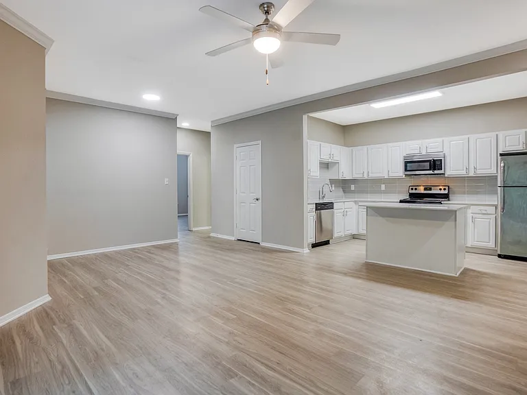 Open concept living and dining area