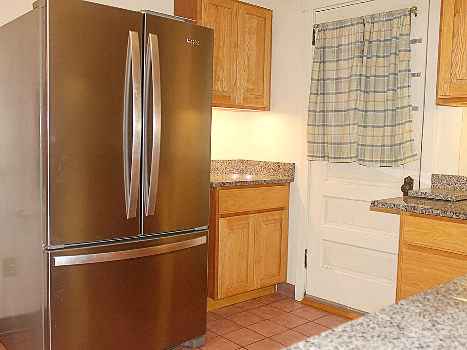 kitchen, apt rear entry, microwave counter