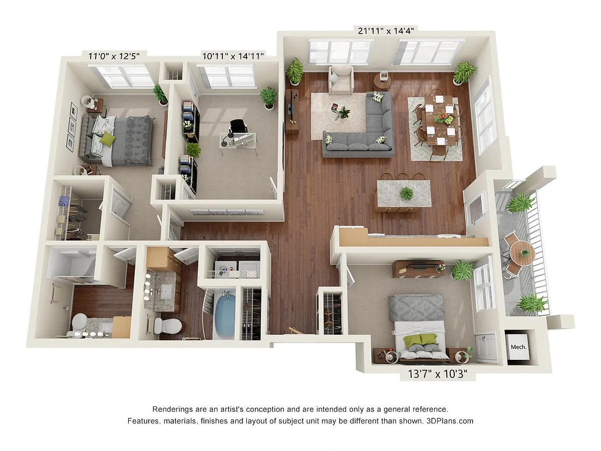 Floor plan Three Bedroom 3C