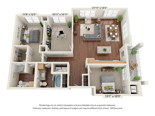 Floor plan Three Bedroom 3C