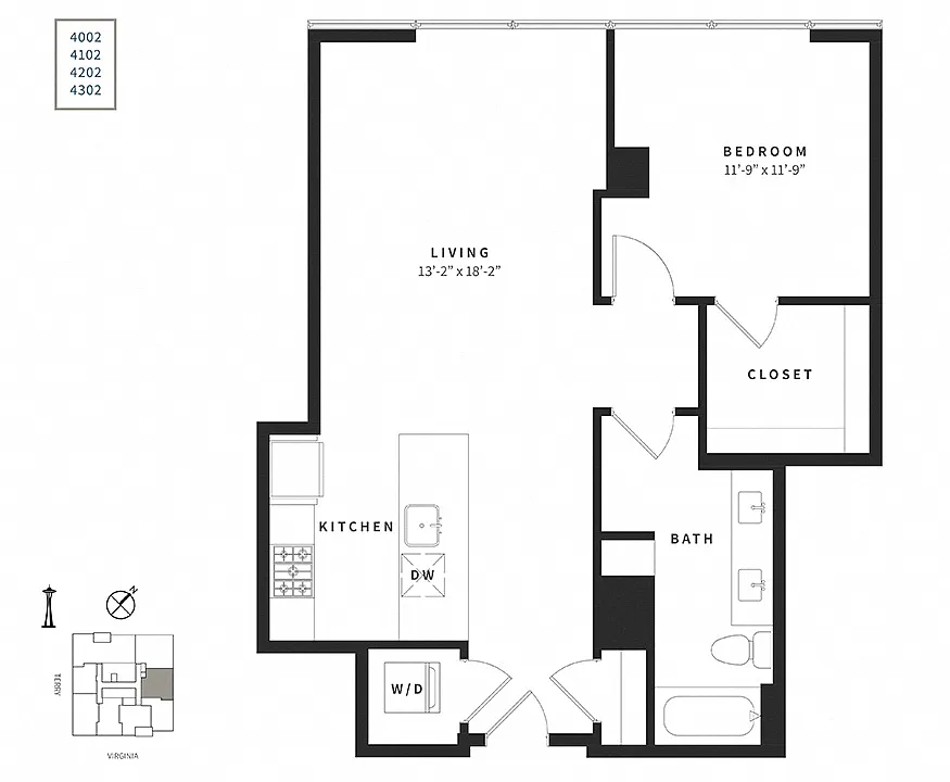 Floor plan Signature 1 Bedroom A1PH