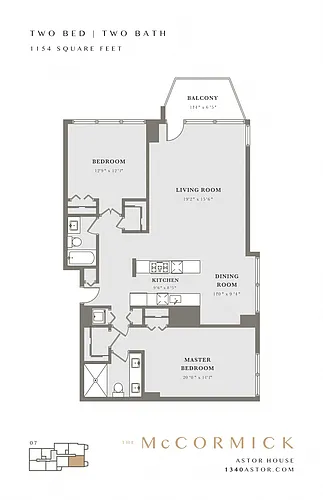 Floor plan Two Bedroom with Balcony