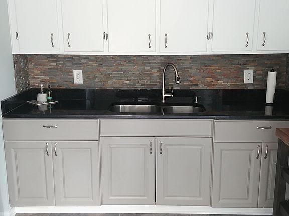 Kitchen...stacked stone backsplash