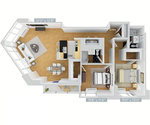 Floor plan B4-1215-2bath-upgrade