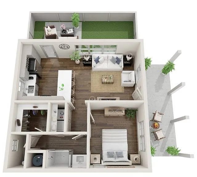 Floor plan 1 Bed Aspen Cottage