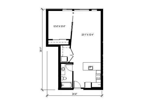 Floor plan Urban 1 Bedroom - U7