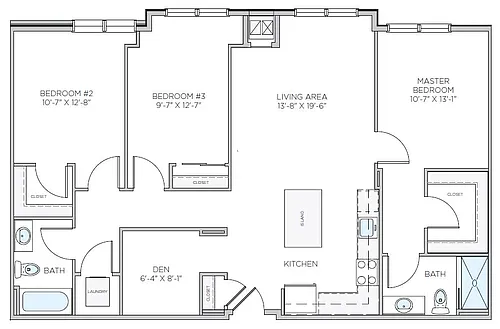 Floor plan 3 Bed/2 Bath Den-C3