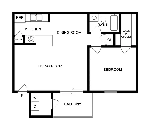 Floor plan 1 BR X 1 BA - B