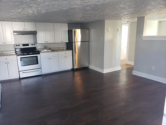 Combination kitchen and living room.