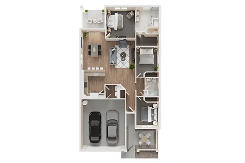 Floor plan 3 BED, 2 BATH - 1493 SF