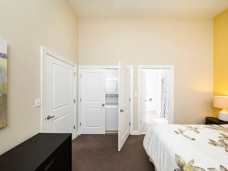 Washer/Dryer conveniently located in bedroom or bathroom.