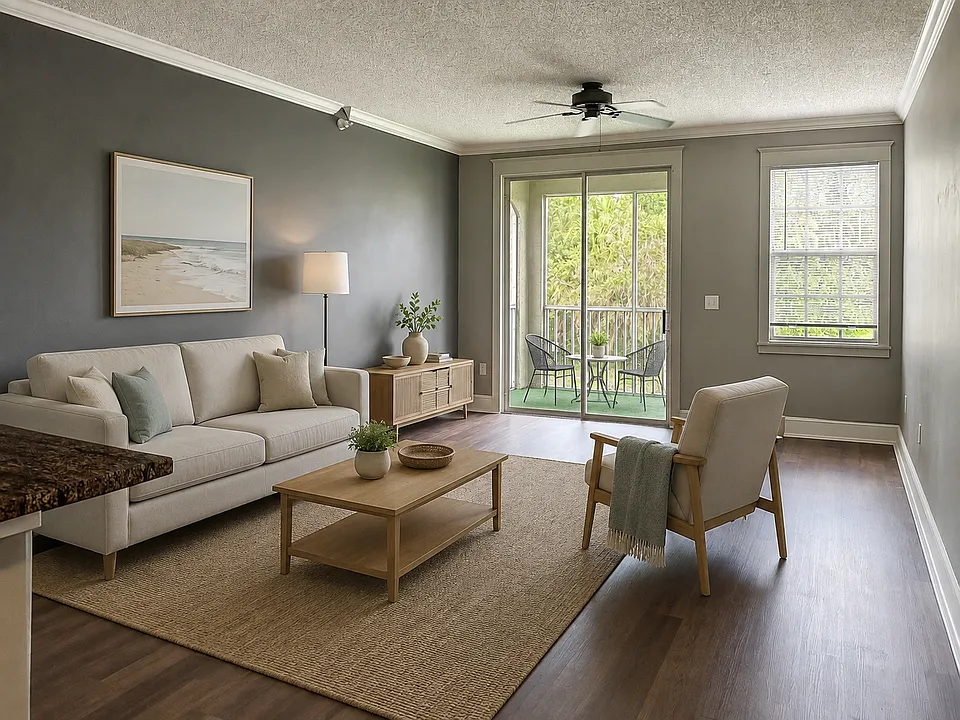 Virtually staged living room.