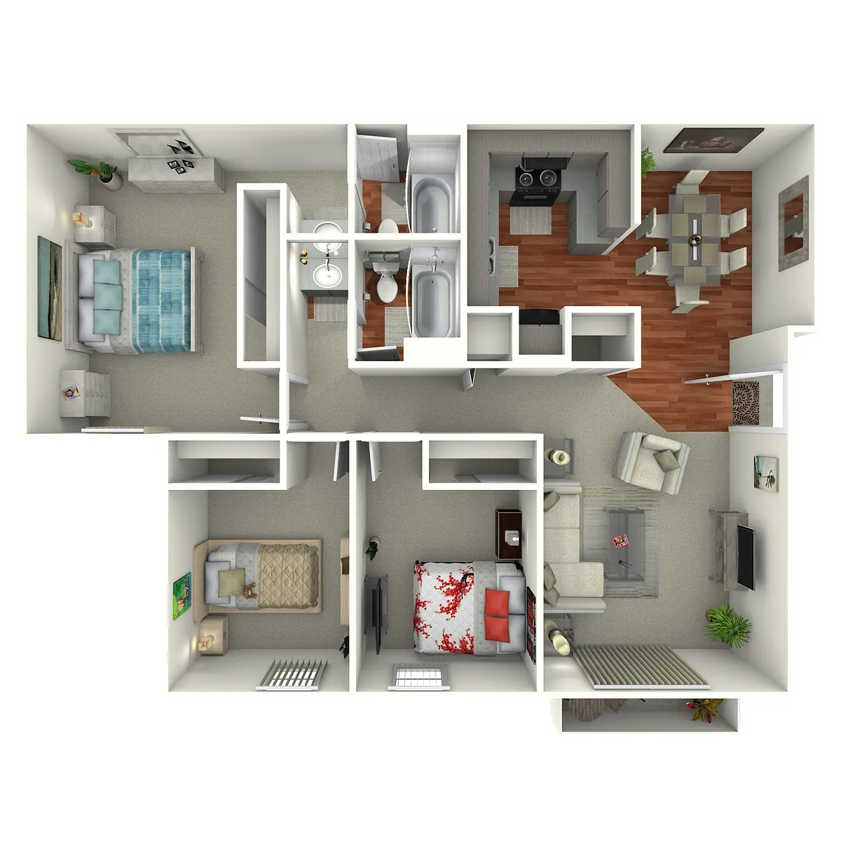 Floor plan 3BD, 2BTH