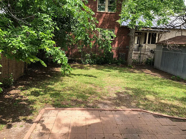 fenced back yard