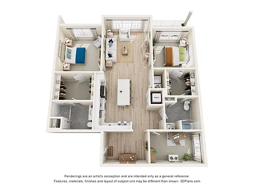 Floor plan 2D+ - Two Bedroom Den