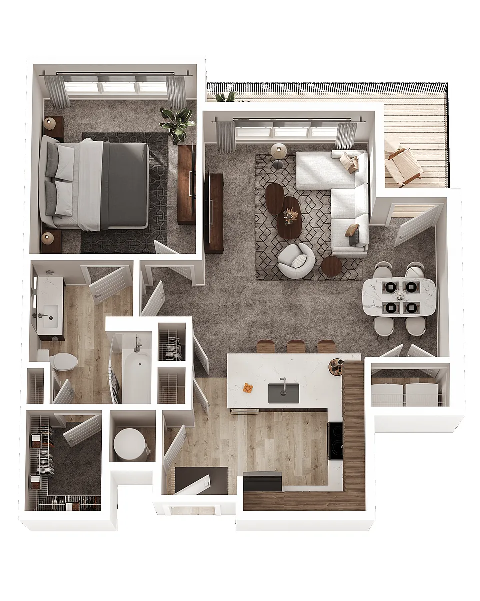 Floor plan 1 Bed 1 Bath (A3)