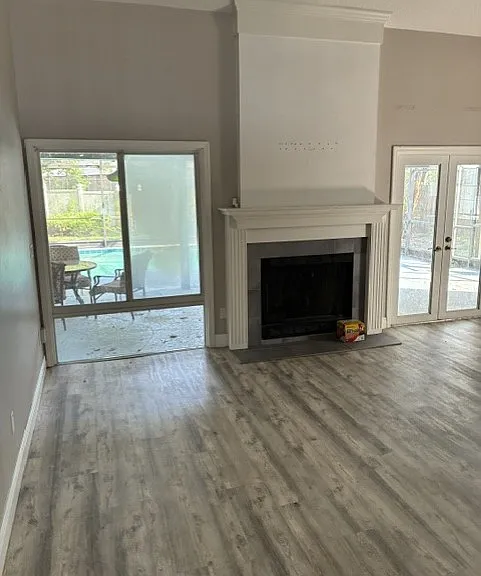 Family room with fireplace