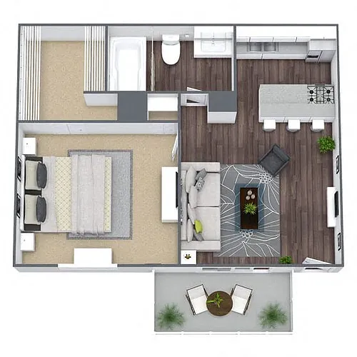 Floor plan A1: 1 Bed 1 Bath