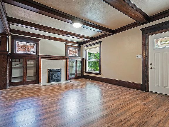 Front door and living room