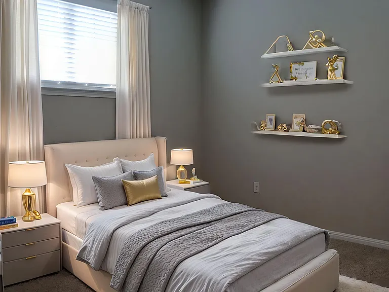 Virtually staged guest bedroom