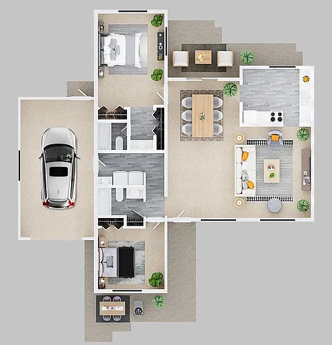 Floor plan Cypress - 2x2 - 1300 sq. ft. with Garage