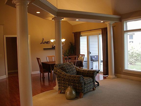 elegant columns surround living room