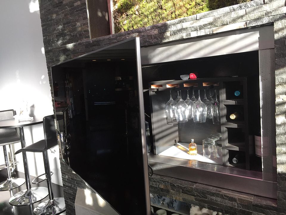 Bar behind the flat screen TV