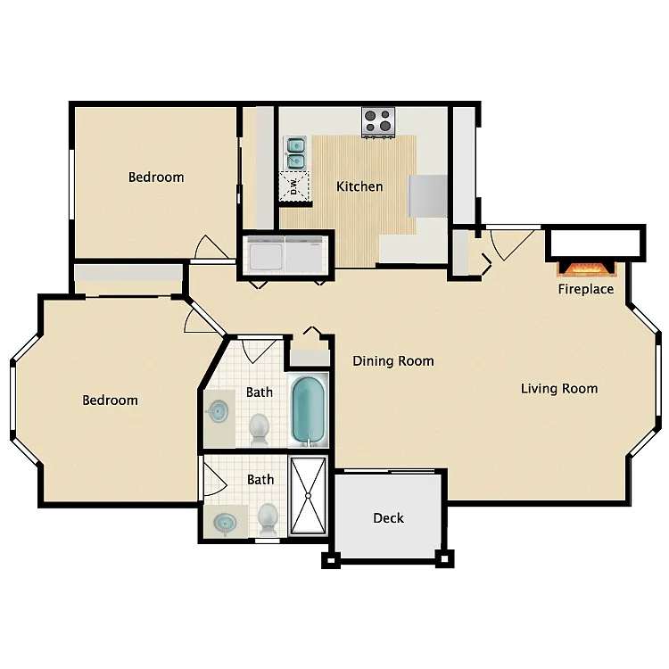 Floor plan Two Bedroom Two Bath