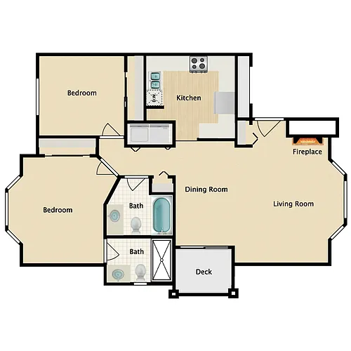 Floor plan Two Bedroom Two Bath