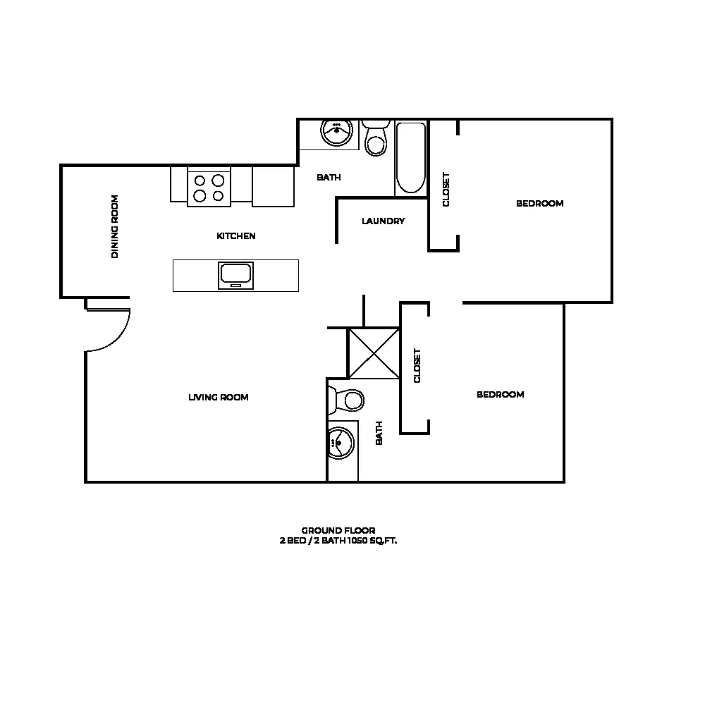 Floor plan Two Bed Two Bath B