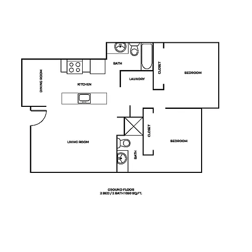Floor plan Two Bed Two Bath B