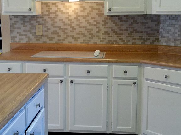 Mosaic glass backsplash