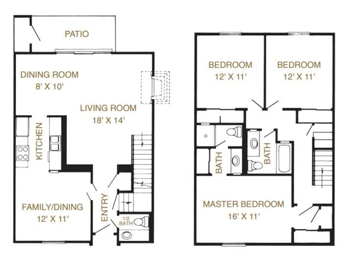 Floor plan 3 Bed Townhome