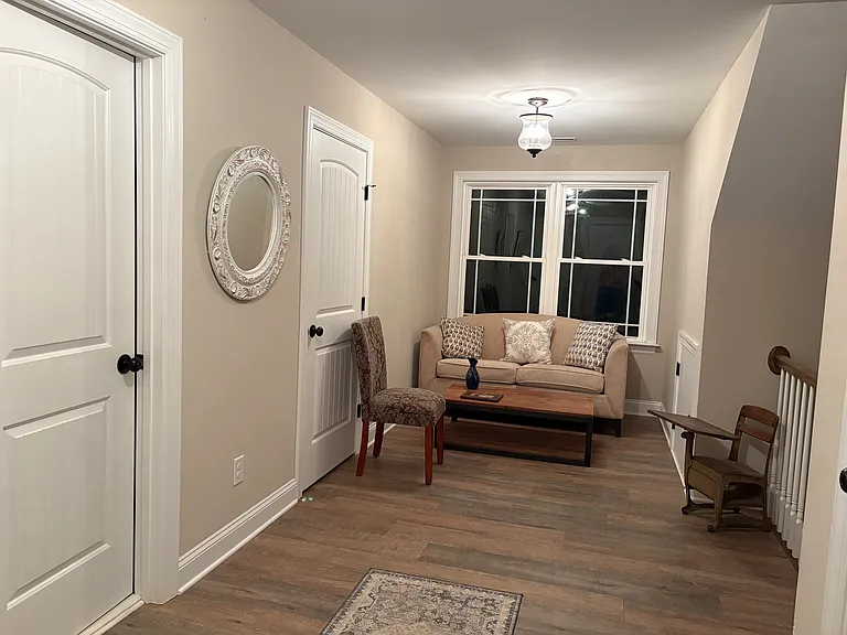 The second floor reading area at the top of the stairs.