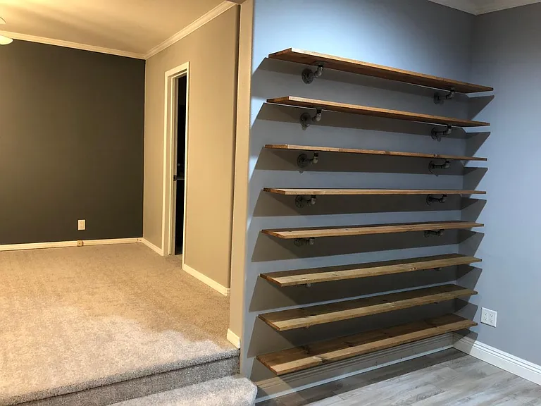 Shoe rack in walk in step down closet