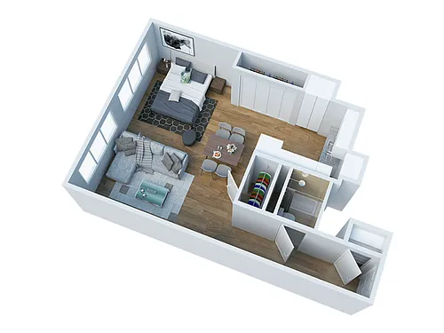 Floor plan STUDIO, 1BTH RENOVATED