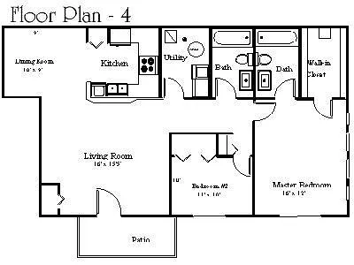 Floor plan 2 Bedroom 2 Bath first floor