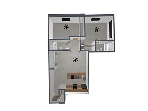 Floor plan 2 Bed - 2 Bath