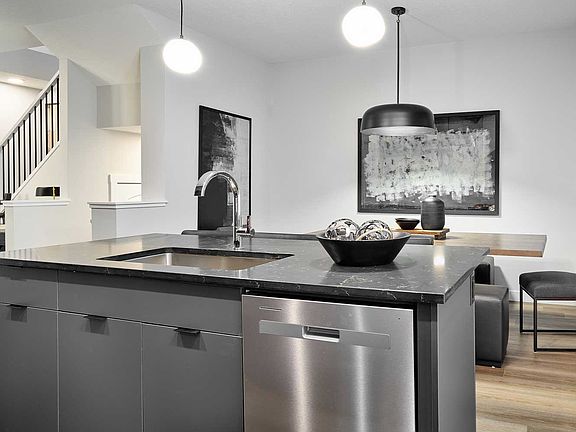 A photo of the kitchen of the Wicklow show home in Calgary by Brookfield Residential