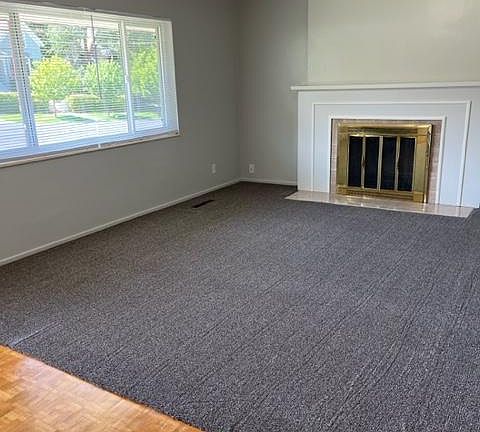 Newly installed carpet in living room