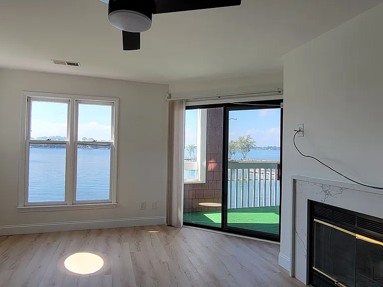 Living room with modern fireplace
