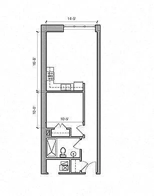 Floor plan TORI - 1 Bed 1 Bath 14-S