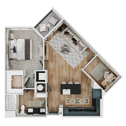 Floor plan A4 (1 Bed+Den)