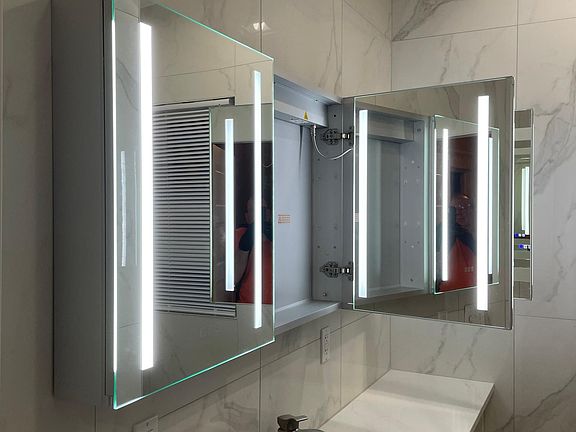 ALL THREE LED MIRROR CABINETS WITH LED LIGHTING ON THE INTERIOR