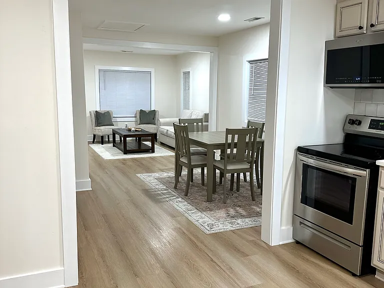 View from Kitchen of living and dinning room
