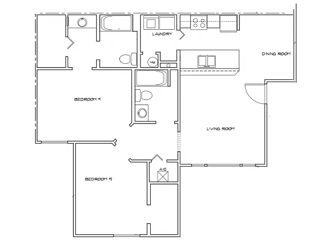 Floor plan 2 Bed 2 Bath 60%