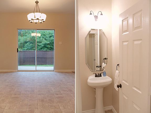 downstairs the dining room feeds to your fenced in yard. just add patio table! downstairs guest bath gives you privacy when entertaining.